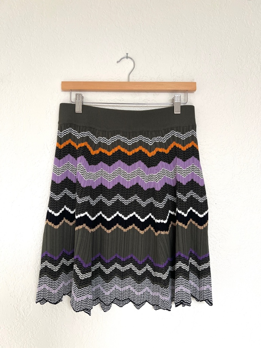RONNY KOBO chevron knit zig zag stripes skirt colorful summer party / size M